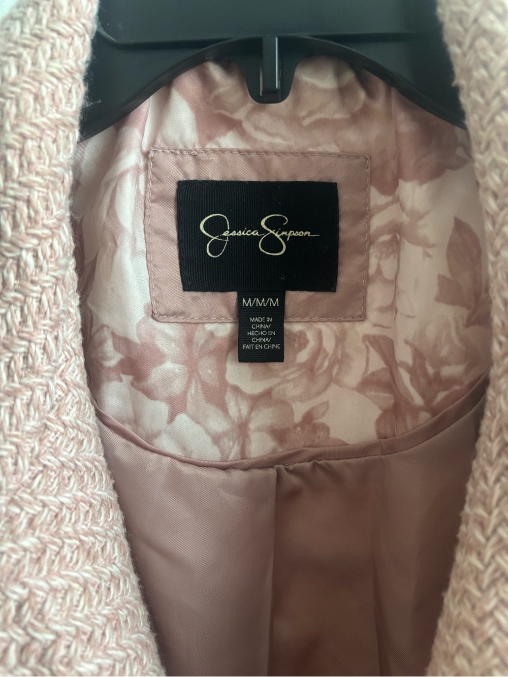 Jessica Simpson Pink Textured Double-Breasted Pea Coat - Picture 2 of 5